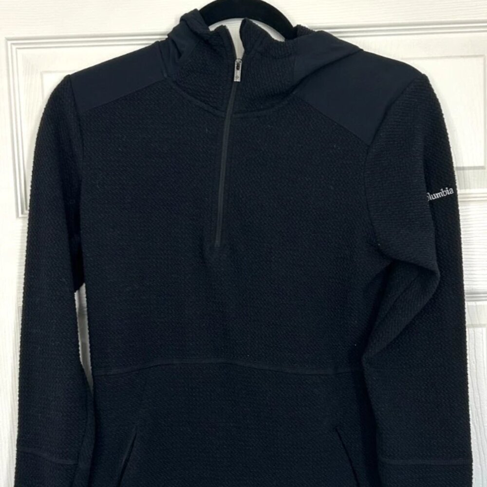 Columbia Black Women's Fleece 1/4 Zip Hoodie Jacket Pullover Size Small Coat - Picture 2 of 7